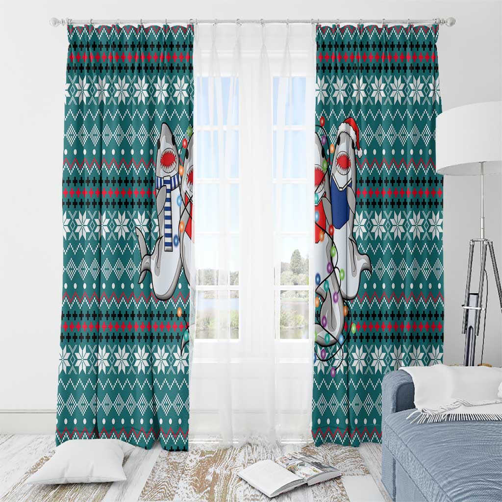 Funny Shark Christmas Window Curtain Xmas Holiday Patterns - Wonder Print Shop