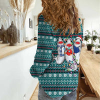 Funny Shark Christmas Women Casual Shirt Xmas Holiday Patterns - Wonder Print Shop