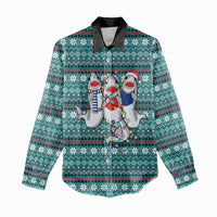 Funny Shark Christmas Women Casual Shirt Xmas Holiday Patterns - Wonder Print Shop