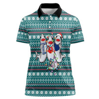 Funny Shark Christmas Women Polo Shirt Xmas Holiday Patterns - Wonder Print Shop