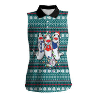 Funny Shark Christmas Women Sleeveless Polo Shirt Xmas Holiday Patterns - Wonder Print Shop