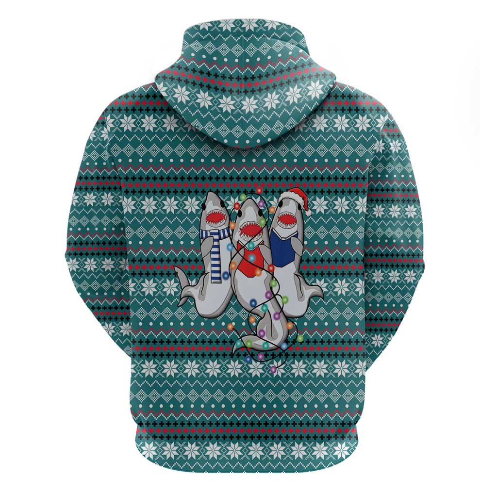 Funny Shark Christmas Zip Hoodie Xmas Holiday Patterns - Wonder Print Shop