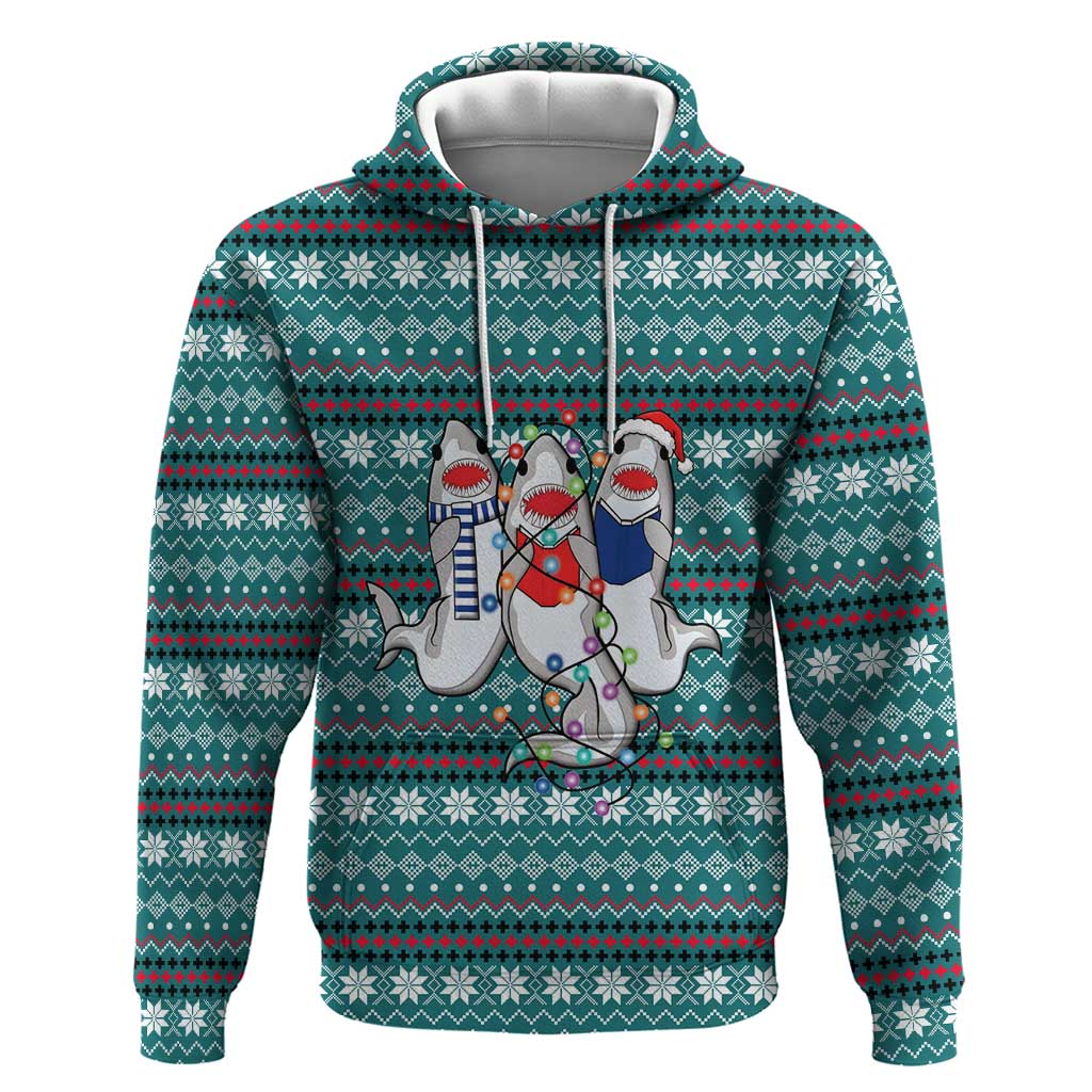 Funny Shark Christmas Zip Hoodie Xmas Holiday Patterns - Wonder Print Shop