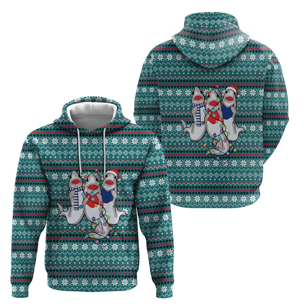 Funny Shark Christmas Zip Hoodie Xmas Holiday Patterns - Wonder Print Shop