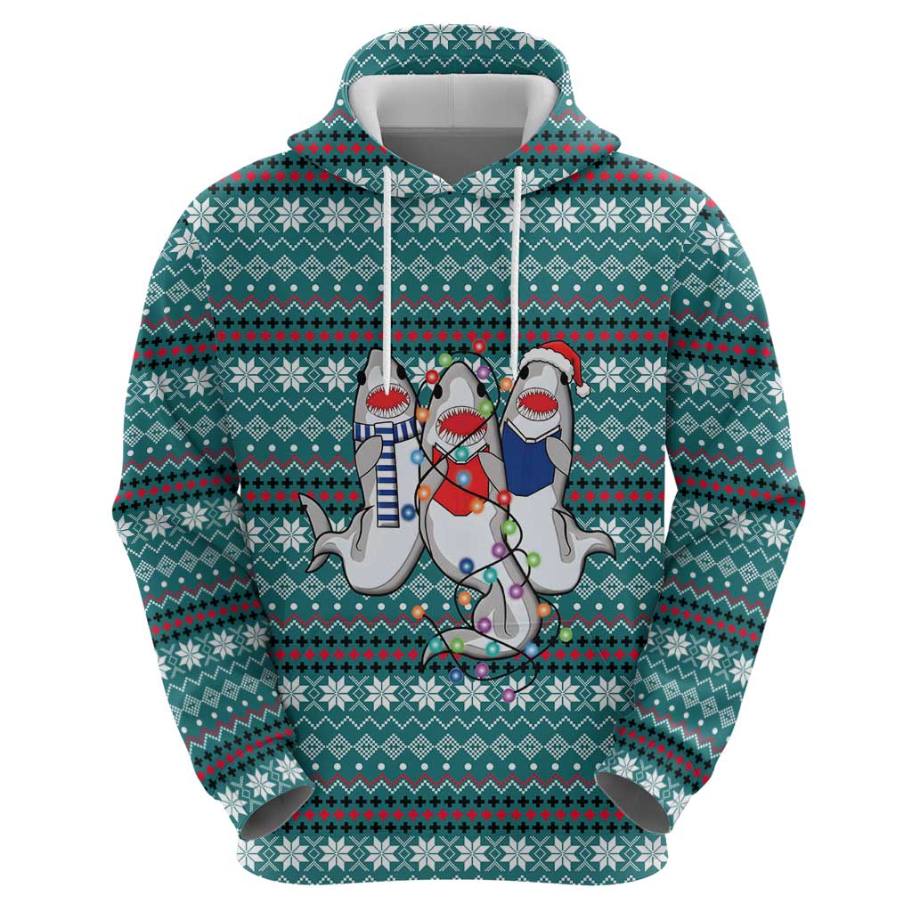 Funny Shark Christmas Zip Hoodie Xmas Holiday Patterns - Wonder Print Shop