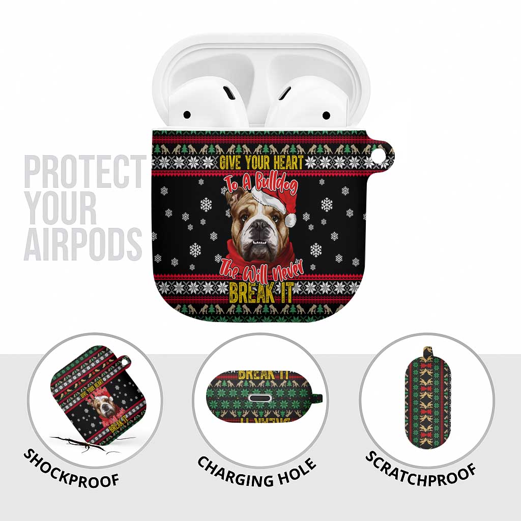 Give Your Heart Bulldog Christmas AirPods Case Xmas Holiday Patterns - Wonder Print Shop