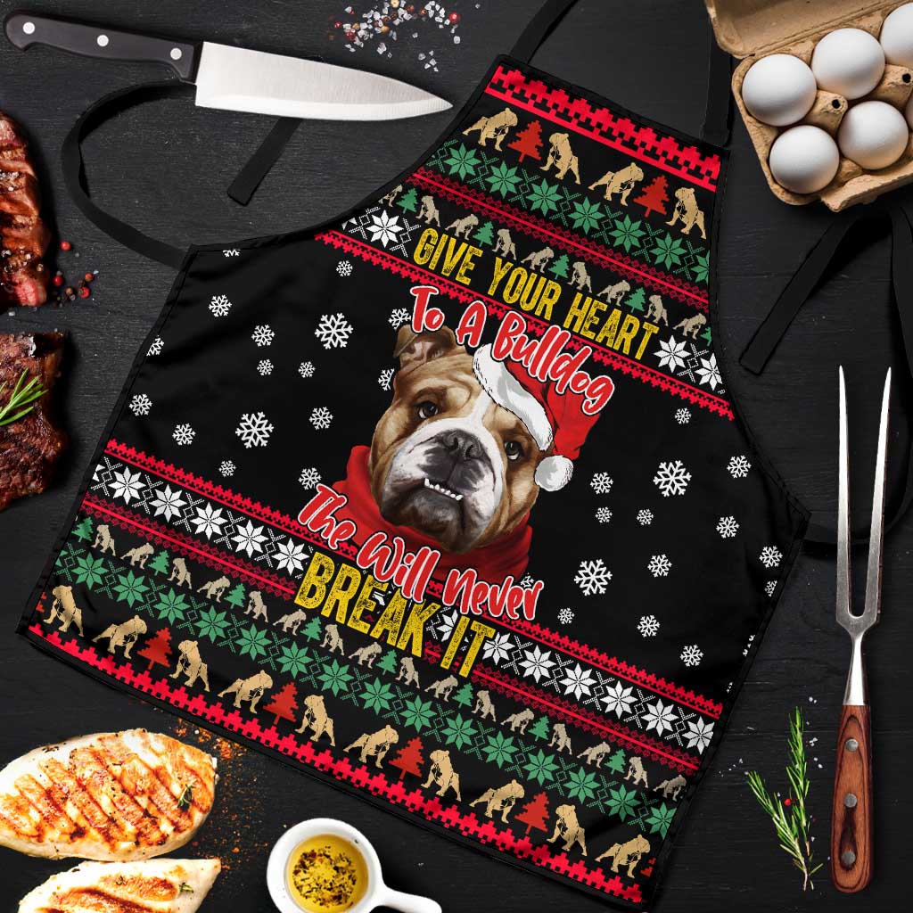Give Your Heart Bulldog Christmas Apron Xmas Holiday Patterns - Wonder Print Shop