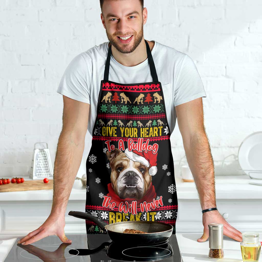 Give Your Heart Bulldog Christmas Apron Xmas Holiday Patterns - Wonder Print Shop
