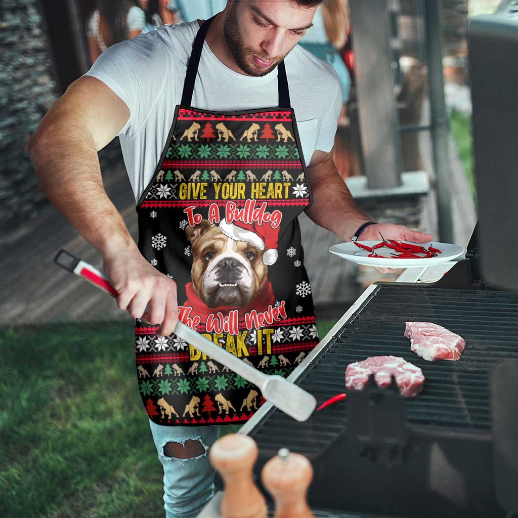 Give Your Heart Bulldog Christmas Apron Xmas Holiday Patterns - Wonder Print Shop