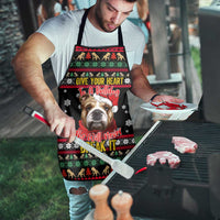 Give Your Heart Bulldog Christmas Apron Xmas Holiday Patterns - Wonder Print Shop