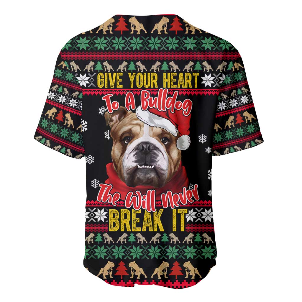Give Your Heart Bulldog Christmas Baseball Jersey Xmas Holiday Patterns - Wonder Print Shop