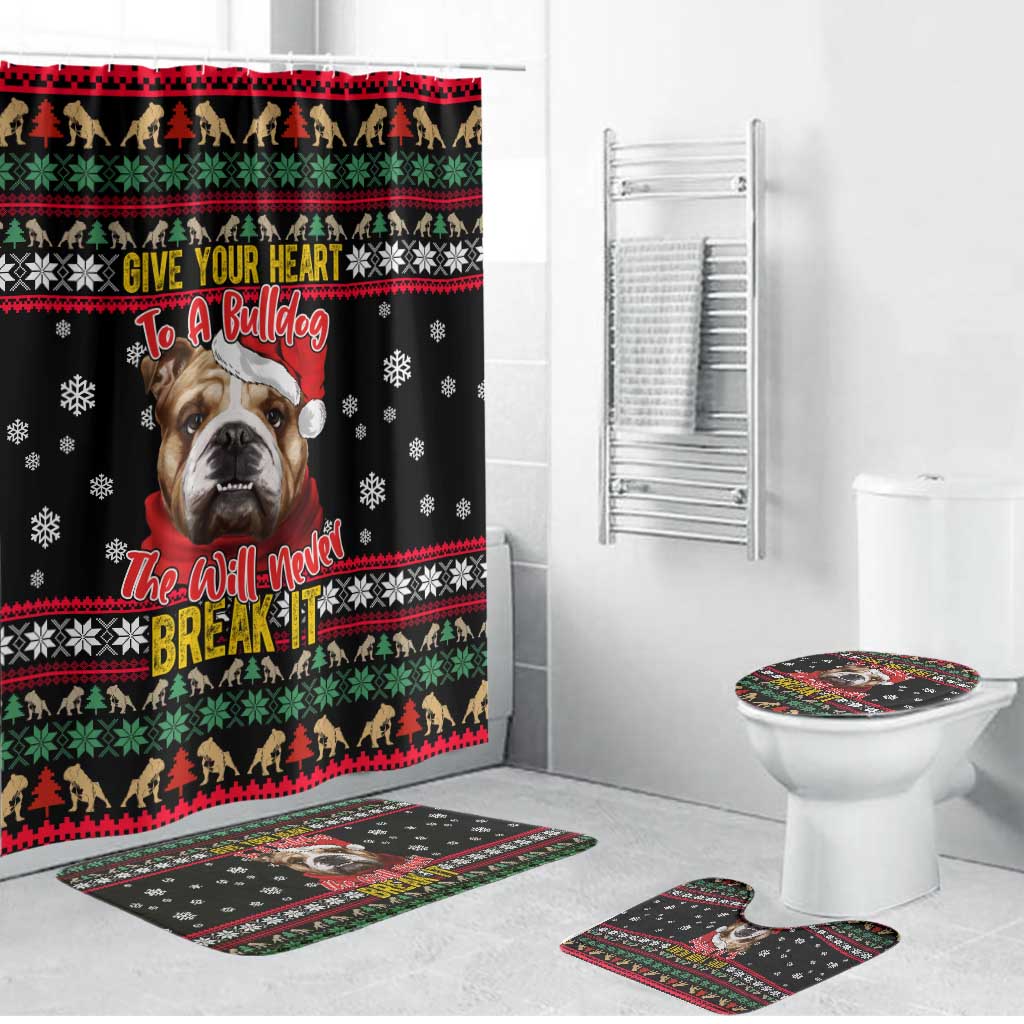 Give Your Heart Bulldog Christmas Bathroom Set Xmas Holiday Patterns - Wonder Print Shop