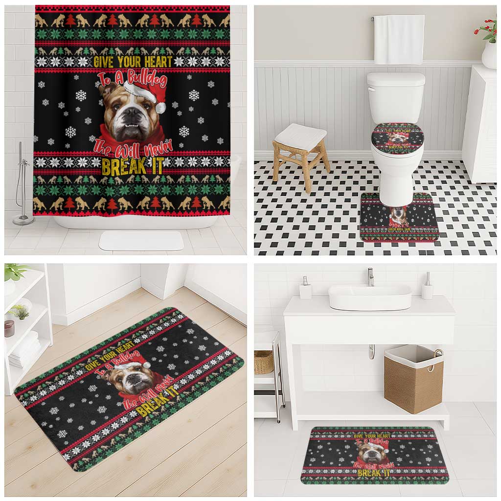 Give Your Heart Bulldog Christmas Bathroom Set Xmas Holiday Patterns - Wonder Print Shop