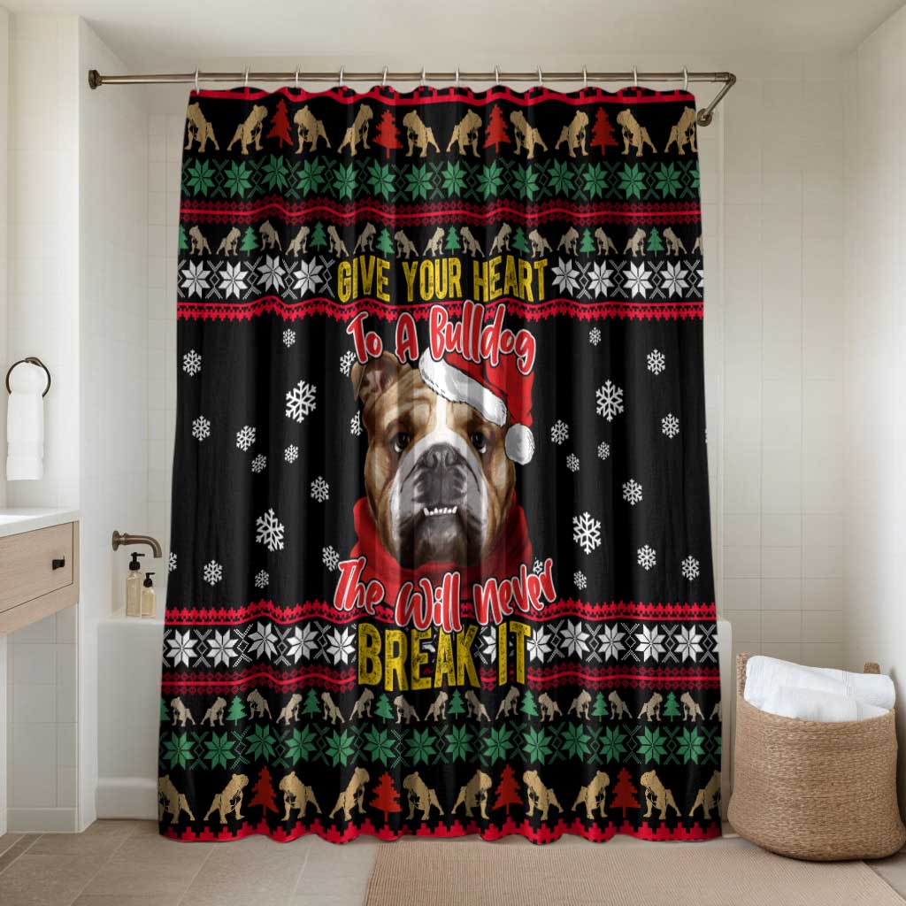 Give Your Heart Bulldog Christmas Bathroom Set Xmas Holiday Patterns - Wonder Print Shop