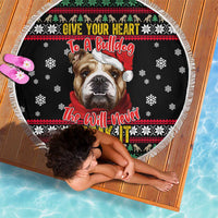 Give Your Heart Bulldog Christmas Beach Blanket Xmas Holiday Patterns - Wonder Print Shop