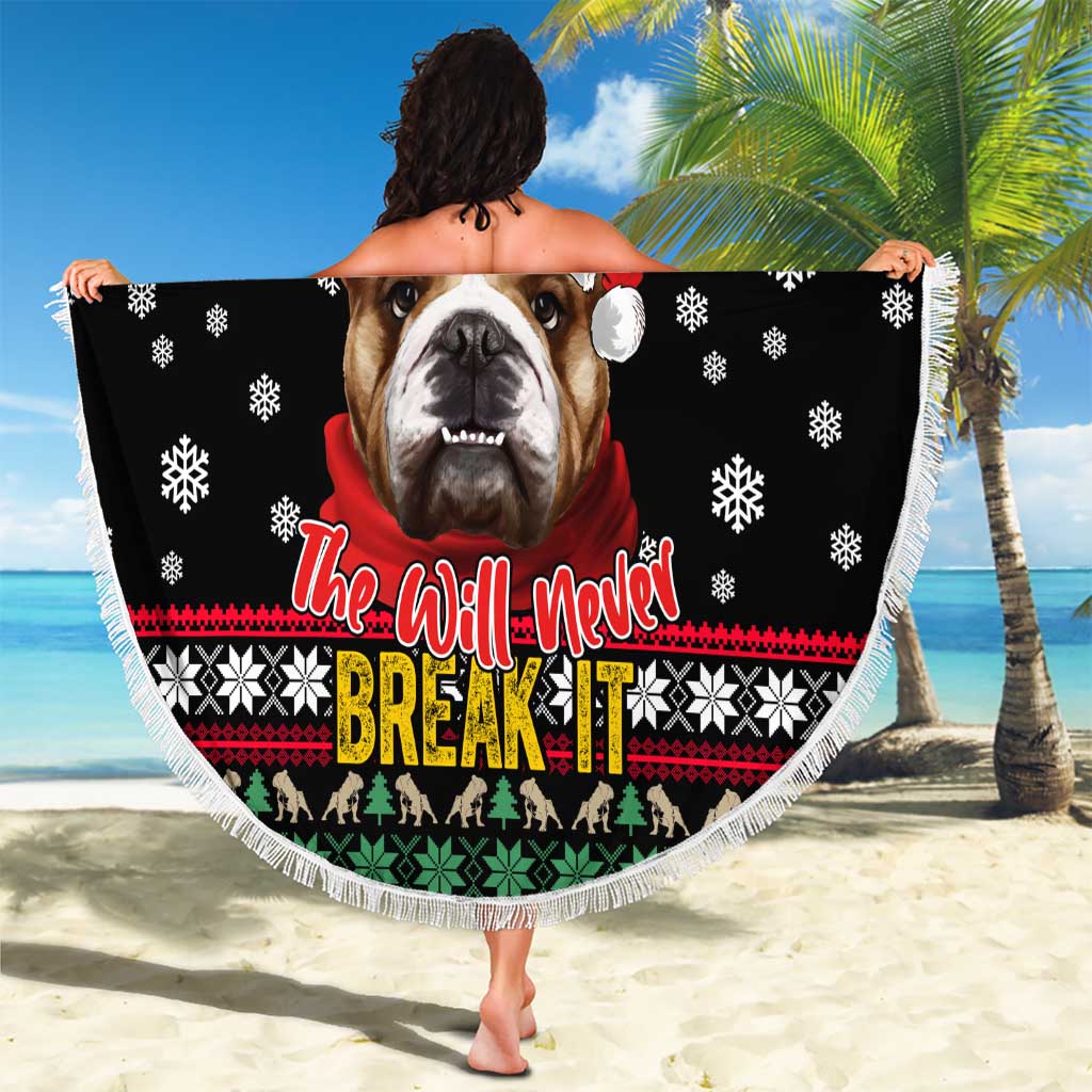 Give Your Heart Bulldog Christmas Beach Blanket Xmas Holiday Patterns - Wonder Print Shop
