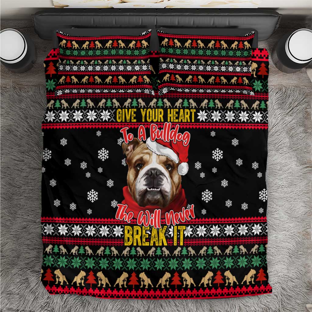 Give Your Heart Bulldog Christmas Bedding Set Xmas Holiday Patterns - Wonder Print Shop