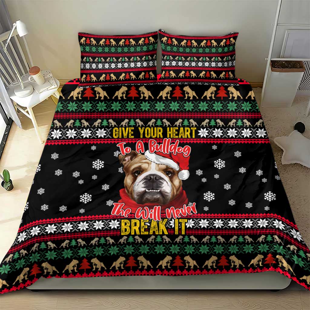 Give Your Heart Bulldog Christmas Bedding Set Xmas Holiday Patterns - Wonder Print Shop