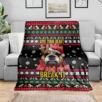 Give Your Heart Bulldog Christmas Blanket Xmas Holiday Patterns - Wonder Print Shop