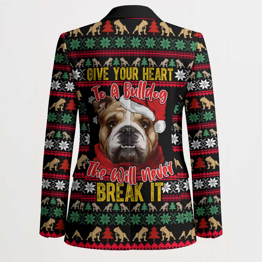 Give Your Heart Bulldog Christmas Blazer Xmas Holiday Patterns - Wonder Print Shop