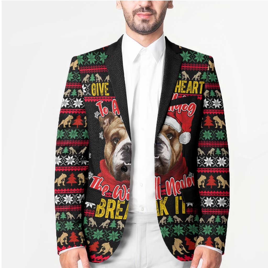 Give Your Heart Bulldog Christmas Blazer Xmas Holiday Patterns - Wonder Print Shop