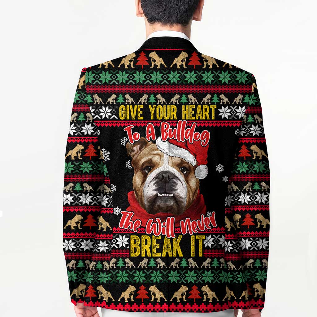 Give Your Heart Bulldog Christmas Blazer Xmas Holiday Patterns - Wonder Print Shop