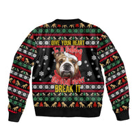 Give Your Heart Bulldog Christmas Bomber Jacket Xmas Holiday Patterns - Wonder Print Shop