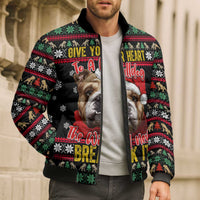 Give Your Heart Bulldog Christmas Bomber Puffer Jacket Xmas Holiday Patterns - Wonder Print Shop