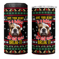 Give Your Heart Bulldog Christmas 4 in 1 Can Cooler Tumbler Xmas Holiday Patterns - Wonder Print Shop