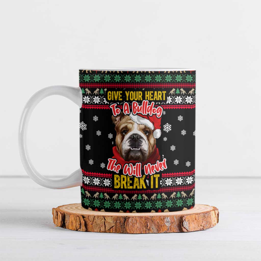 Give Your Heart Bulldog Christmas Ceramic Mug Xmas Holiday Patterns - Wonder Print Shop