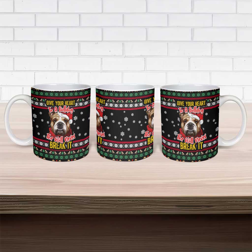 Give Your Heart Bulldog Christmas Ceramic Mug Xmas Holiday Patterns - Wonder Print Shop