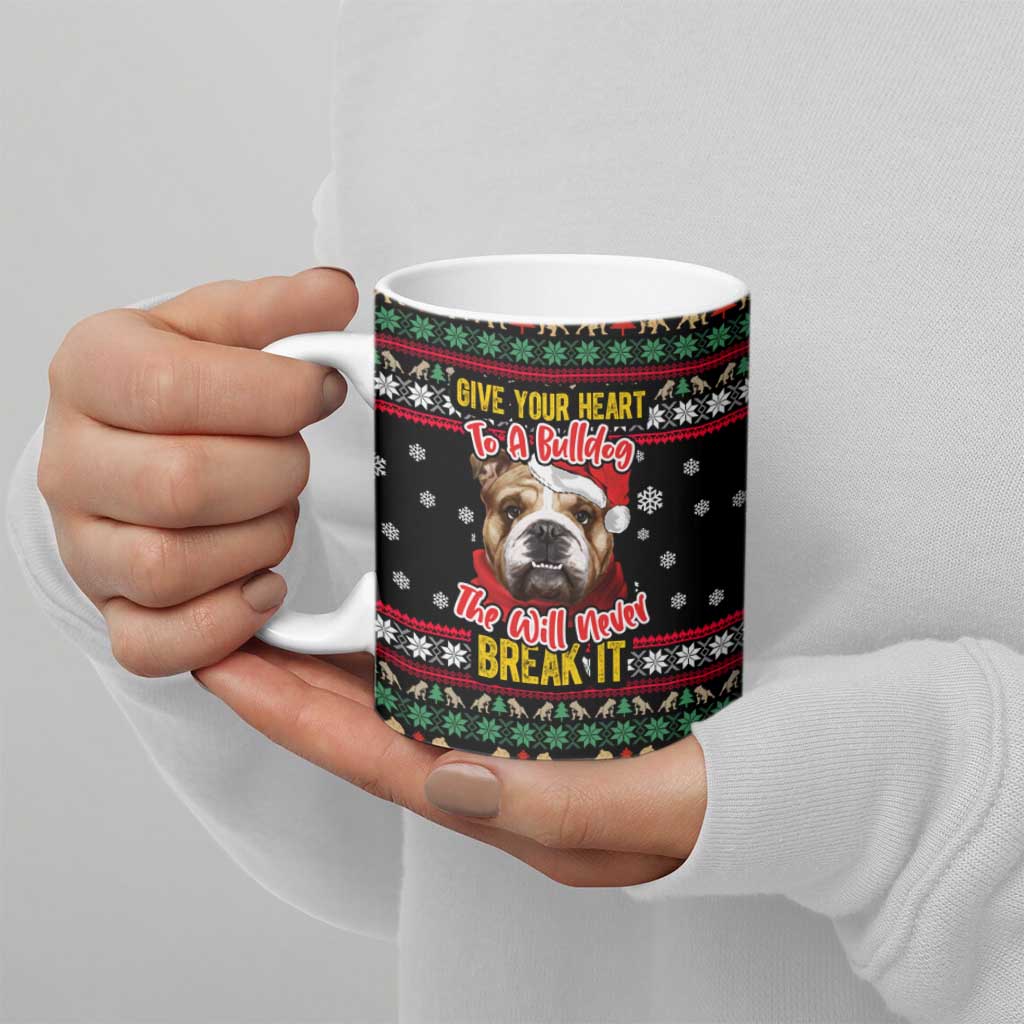 Give Your Heart Bulldog Christmas Ceramic Mug Xmas Holiday Patterns - Wonder Print Shop