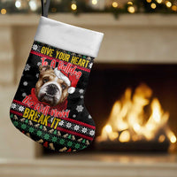 Give Your Heart Bulldog Christmas Stocking Xmas Holiday Patterns - Wonder Print Shop