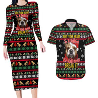 Give Your Heart Bulldog Christmas Couples Matching Long Sleeve Bodycon Dress and Hawaiian Shirt Xmas Holiday Patterns - Wonder Print Shop