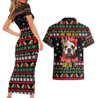Give Your Heart Bulldog Christmas Couples Matching Short Sleeve Bodycon Dress and Hawaiian Shirt Xmas Holiday Patterns - Wonder Print Shop