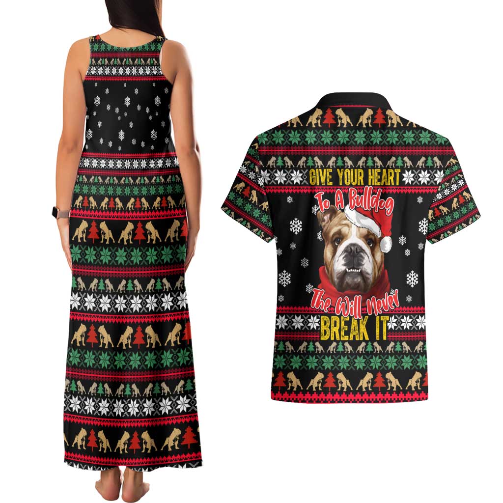 Give Your Heart Bulldog Christmas Couples Matching Tank Maxi Dress and Hawaiian Shirt Xmas Holiday Patterns - Wonder Print Shop