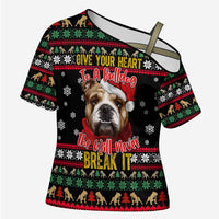 Give Your Heart Bulldog Christmas Cross Shoulder Shirt Xmas Holiday Patterns - Wonder Print Shop