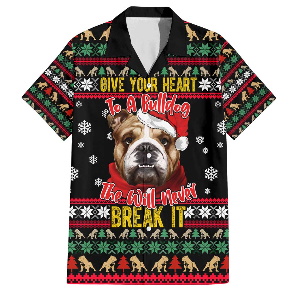 Give Your Heart Bulldog Christmas Family Matching Long Sleeve Bodycon Dress and Hawaiian Shirt Xmas Holiday Patterns - Wonder Print Shop