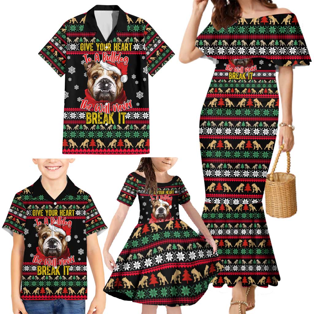 Give Your Heart Bulldog Christmas Family Matching Mermaid Dress and Hawaiian Shirt Xmas Holiday Patterns - Wonder Print Shop