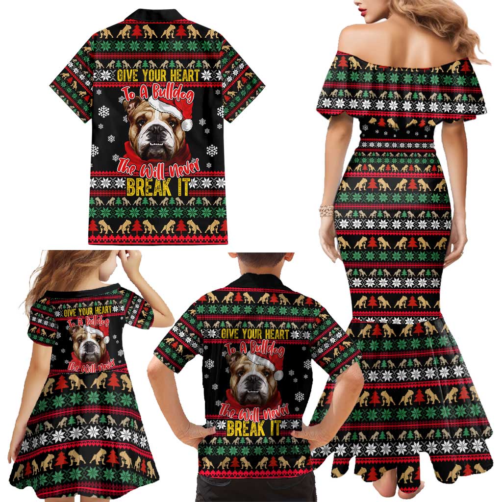 Give Your Heart Bulldog Christmas Family Matching Mermaid Dress and Hawaiian Shirt Xmas Holiday Patterns - Wonder Print Shop