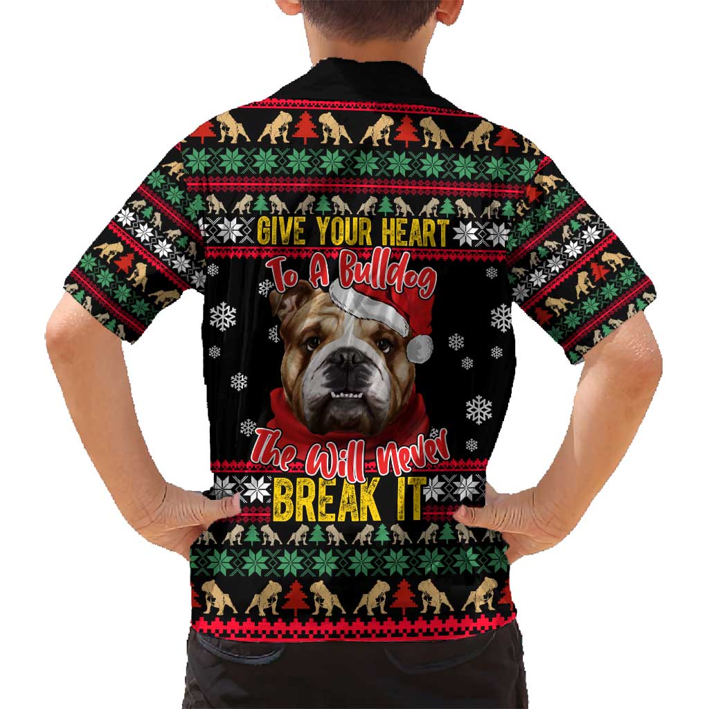 Give Your Heart Bulldog Christmas Family Matching Off Shoulder Maxi Dress and Hawaiian Shirt Xmas Holiday Patterns - Wonder Print Shop