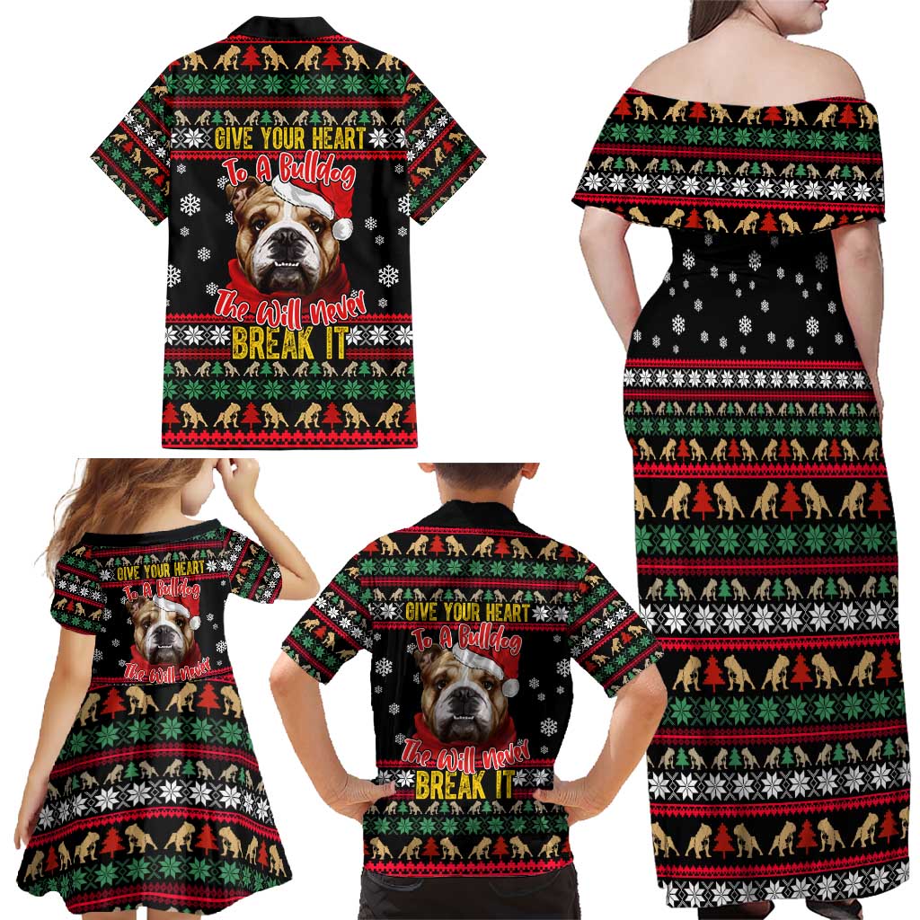 Give Your Heart Bulldog Christmas Family Matching Off Shoulder Maxi Dress and Hawaiian Shirt Xmas Holiday Patterns - Wonder Print Shop