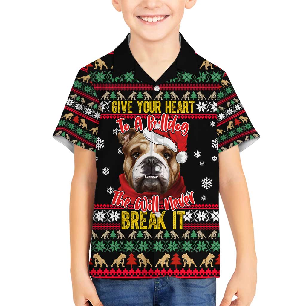 Give Your Heart Bulldog Christmas Family Matching Off Shoulder Maxi Dress and Hawaiian Shirt Xmas Holiday Patterns - Wonder Print Shop