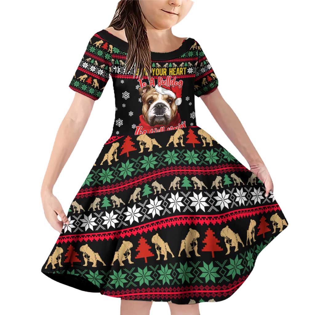 Give Your Heart Bulldog Christmas Family Matching Off Shoulder Short Dress and Hawaiian Shirt Xmas Holiday Patterns - Wonder Print Shop