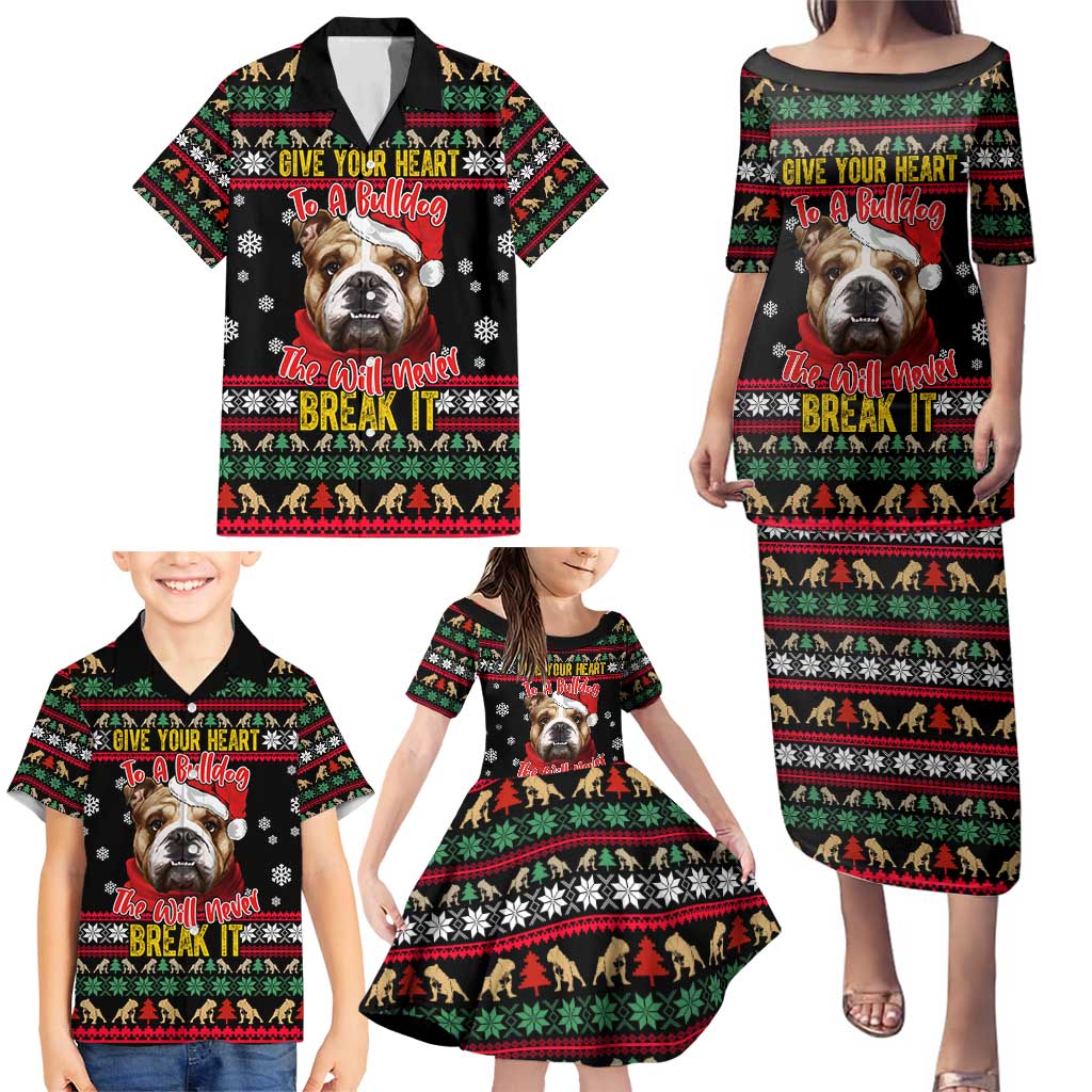 Give Your Heart Bulldog Christmas Family Matching Puletasi and Hawaiian Shirt Xmas Holiday Patterns - Wonder Print Shop