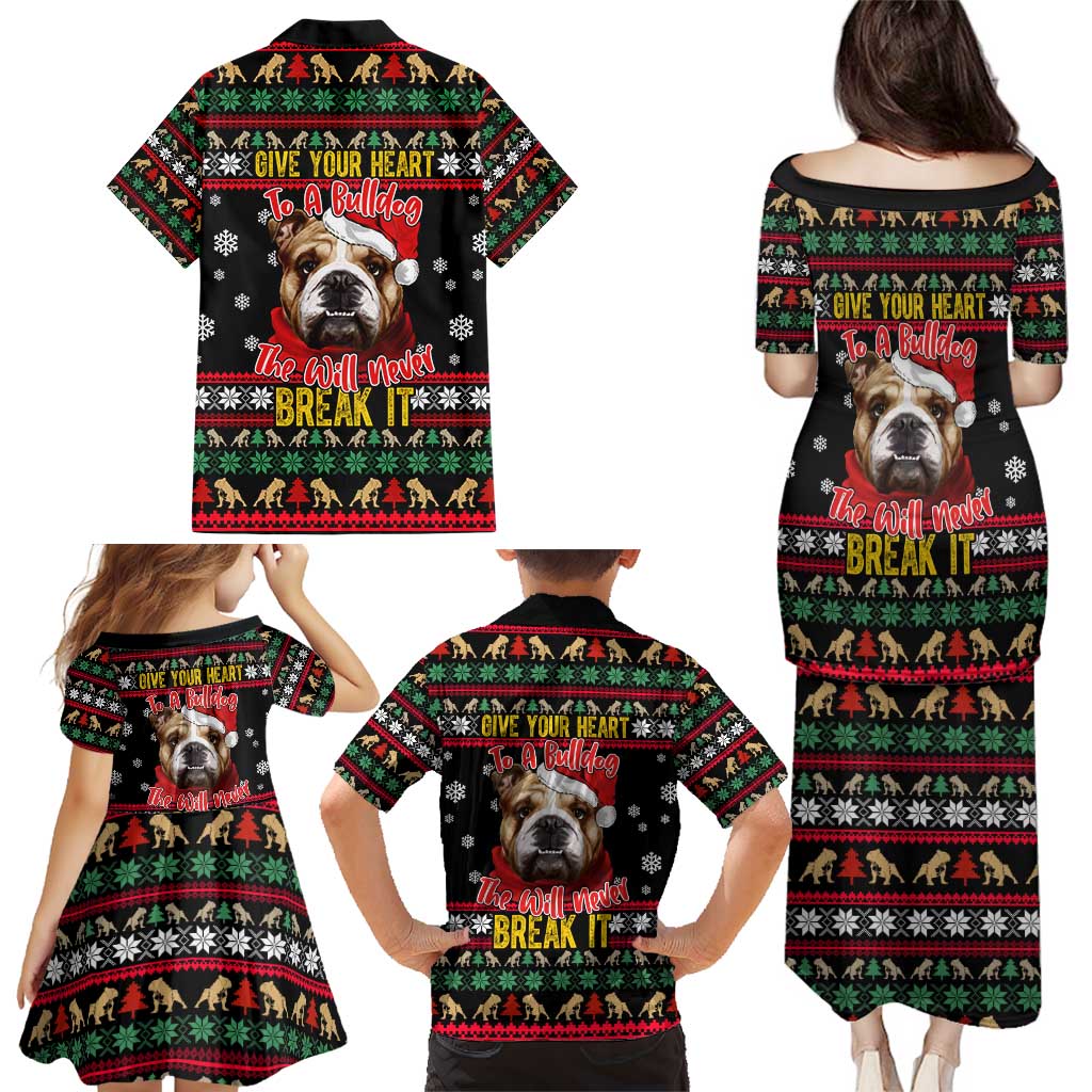 Give Your Heart Bulldog Christmas Family Matching Puletasi and Hawaiian Shirt Xmas Holiday Patterns - Wonder Print Shop