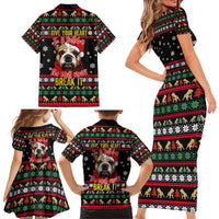 Give Your Heart Bulldog Christmas Family Matching Short Sleeve Bodycon Dress and Hawaiian Shirt Xmas Holiday Patterns - Wonder Print Shop