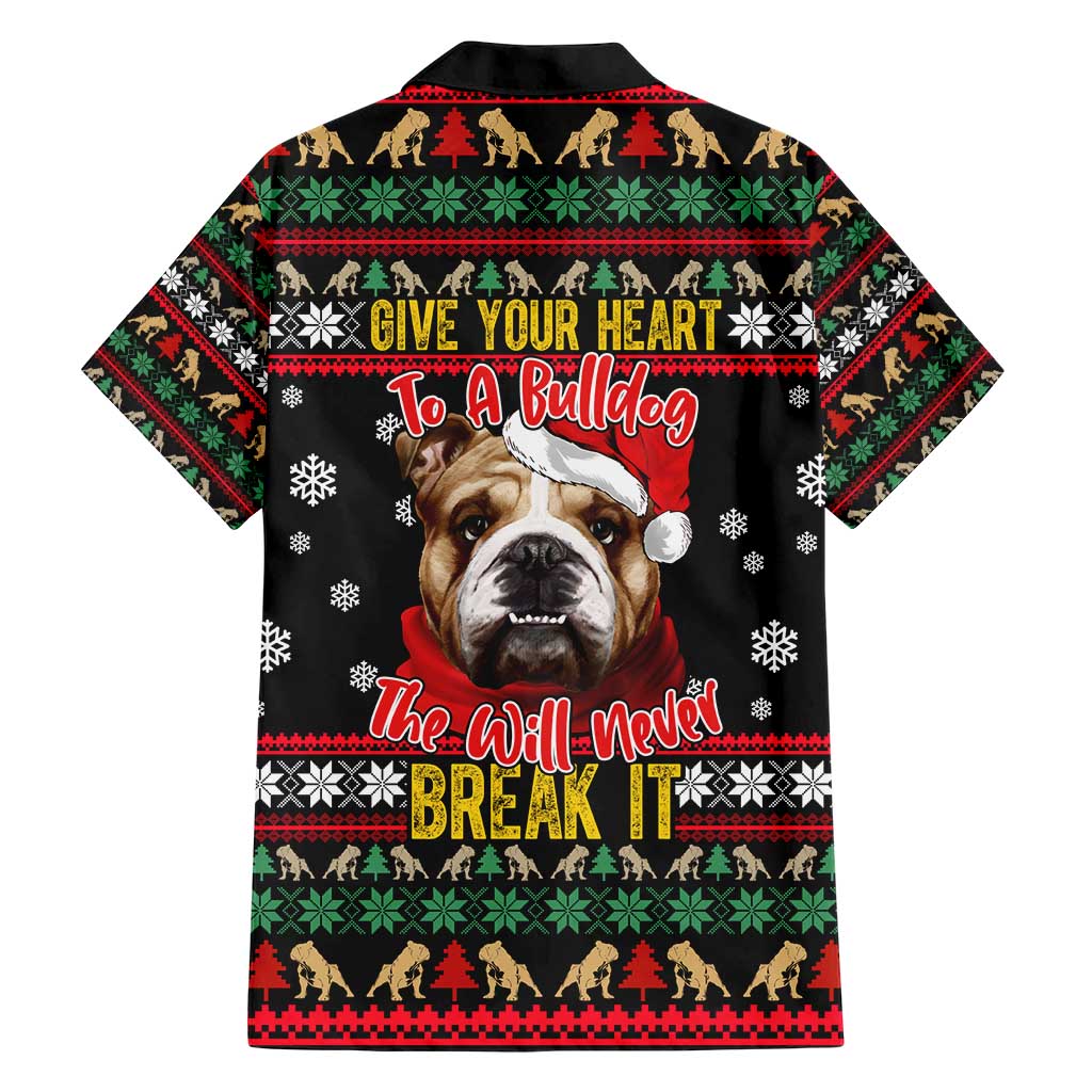 Give Your Heart Bulldog Christmas Family Matching Short Sleeve Bodycon Dress and Hawaiian Shirt Xmas Holiday Patterns - Wonder Print Shop