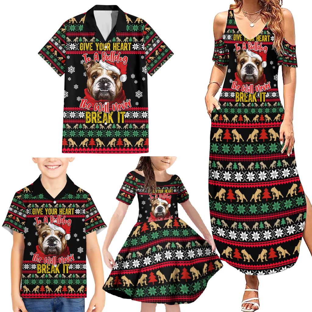 Give Your Heart Bulldog Christmas Family Matching Summer Maxi Dress and Hawaiian Shirt Xmas Holiday Patterns - Wonder Print Shop