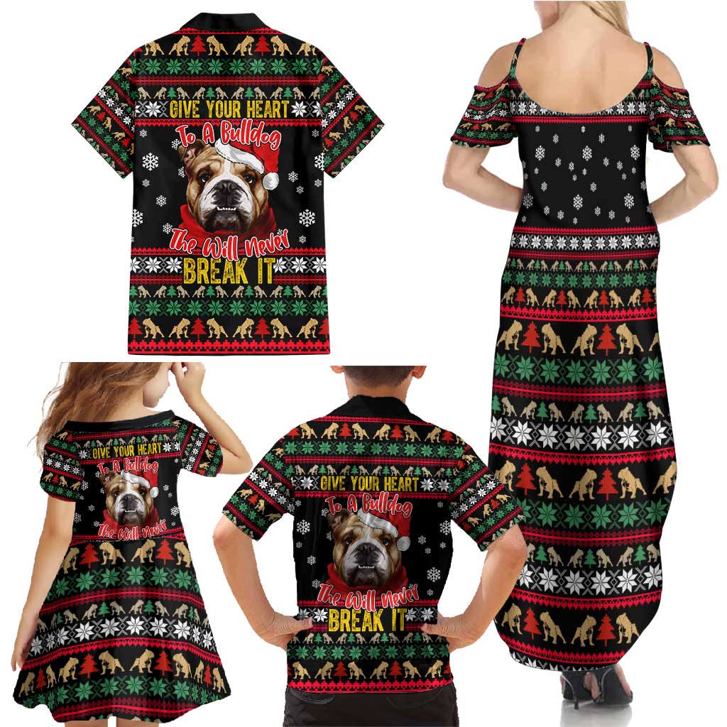 Give Your Heart Bulldog Christmas Family Matching Summer Maxi Dress and Hawaiian Shirt Xmas Holiday Patterns - Wonder Print Shop
